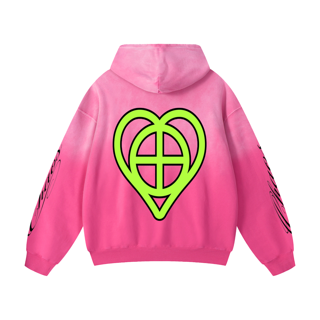 Pink Chaos Heavyweight Sunfade Oversized Hoodie