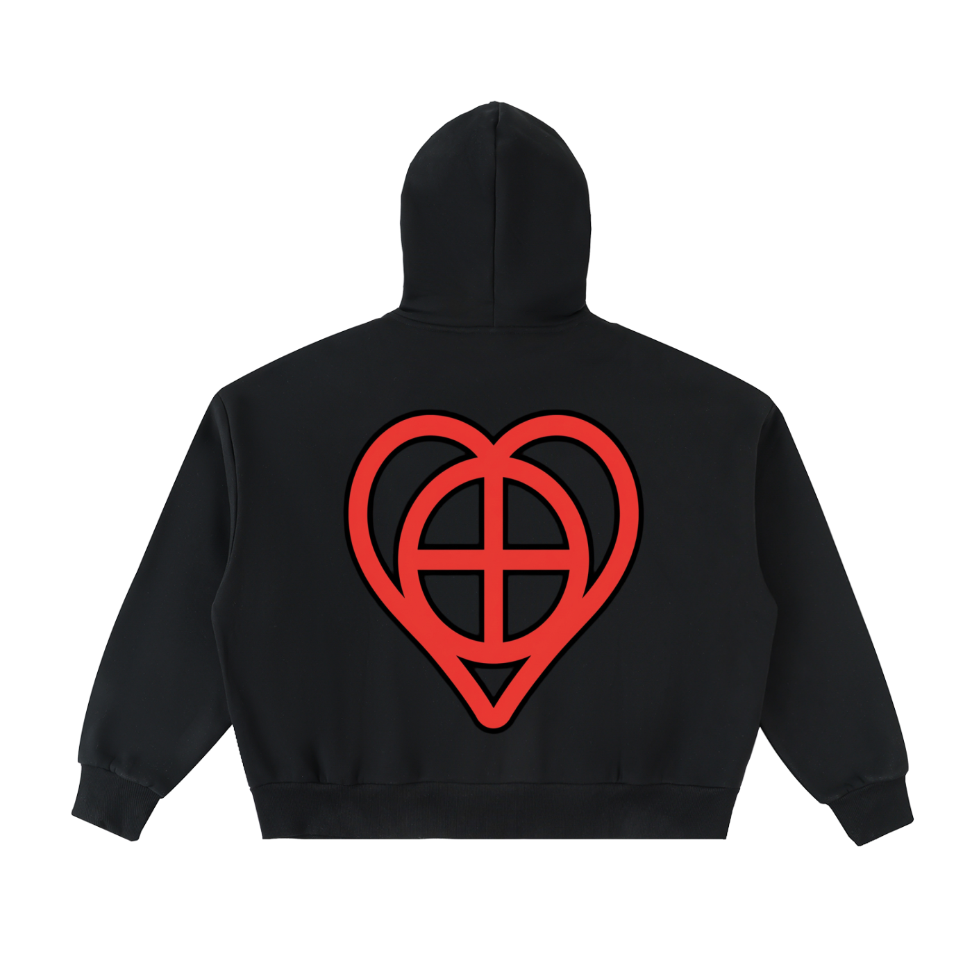 Red Fleeced Full-Zip Boxy Hoodie