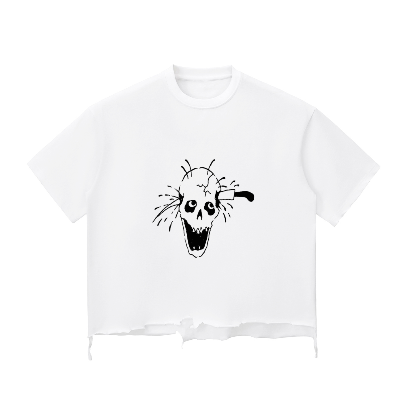 Skull Wash Raw-Hem Boxy T-shirt