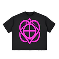 pink boxy Half-Sleeve Raw-Edge T-Shirt