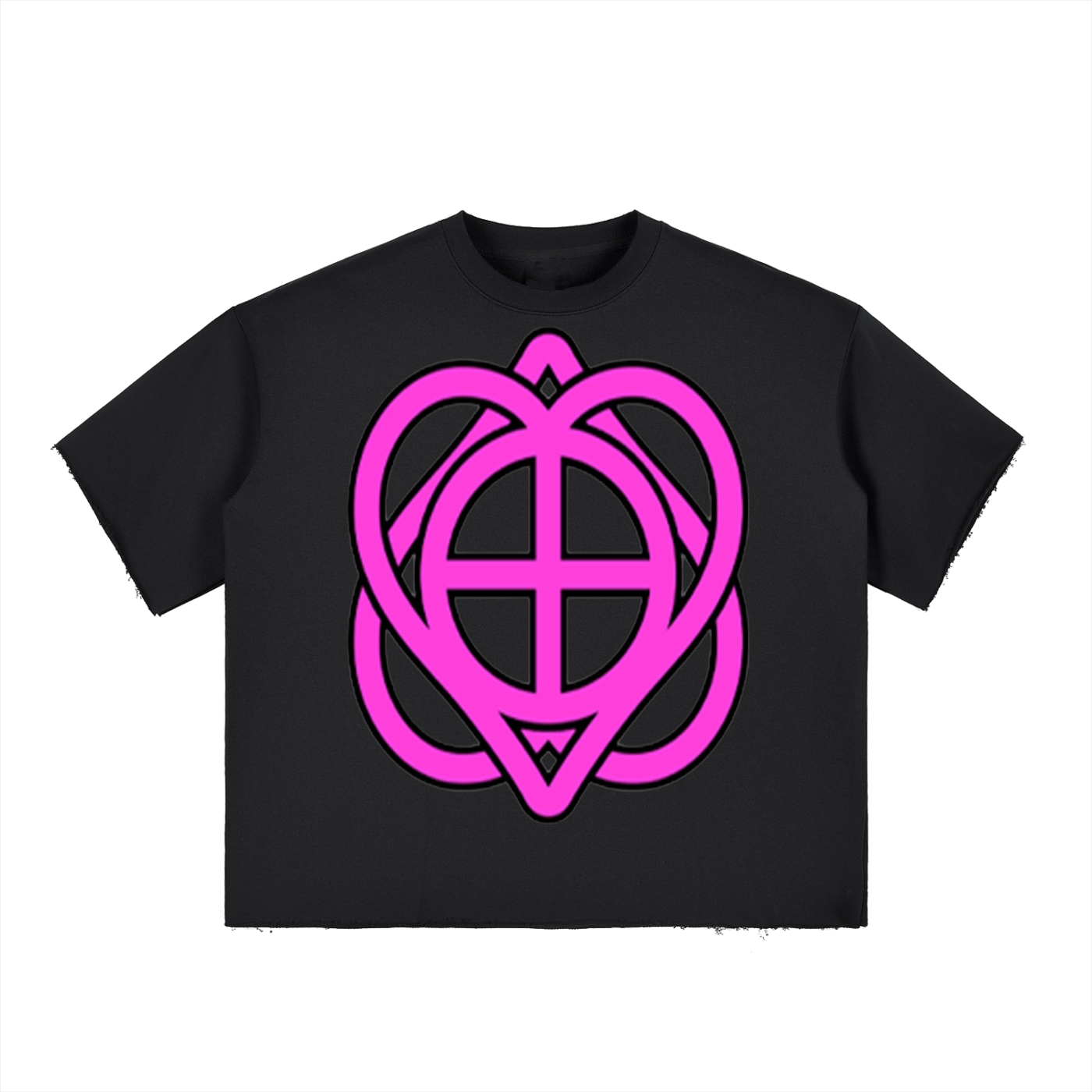 pink boxy Half-Sleeve Raw-Edge T-Shirt
